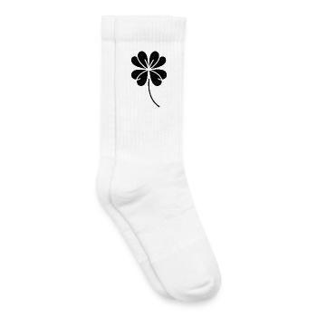 Shamrock Silhouette Irish Lucky Symbol - Kids Tennis Socks - white - Right