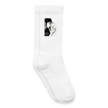 Goth Kitty Portrait - Kids Tennis Socks - white - Right