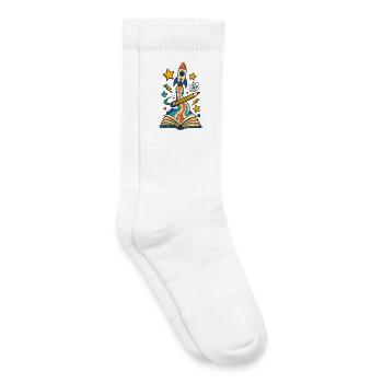 Start of school rocket from book with pencil - Kids Tennis Socks - white - Right