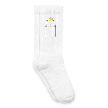 Cat with crown Prince princess gift - Kids Tennis Socks - white - Right