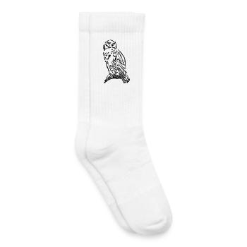 Beautiful Snowy Owl in Tattoo Style. - Kids Tennis Socks - white - Right