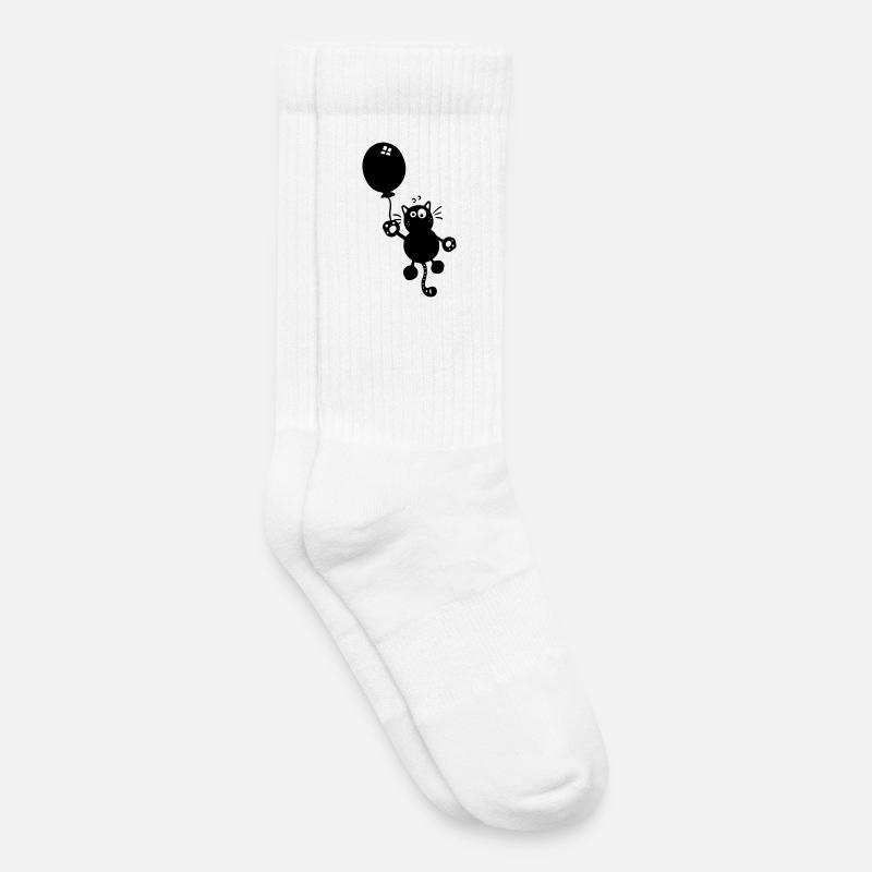 Katze mit Ballon - Kinder Tennissocken - Weiß