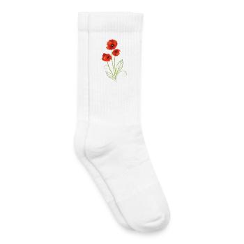 Coquelicots avec des feuilles de filigrane. Été. - Chaussettes de tennis bio enfant - blanc - Droite