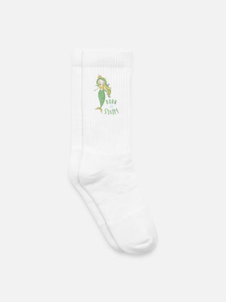 Born to swim - Kids Tennis Socks - white