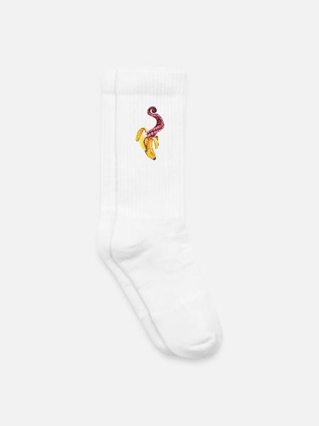 Swirly Mutant-Banana - Kids Tennis Socks - white