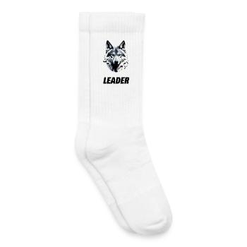 Wolfskopf mit Leader Schriftzug - Kinder Tennissocken - Weiß - Rechts