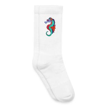 Hippocampe ardent aux couleurs fraîches - Chaussettes de tennis bio enfant - blanc - Droite