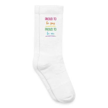Mois de la fierté - Fier d’être gai, fier d’être moi - Chaussettes de tennis bio enfant - blanc - Droite