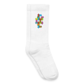 Multicolored incomplete puzzle - Kids Tennis Socks - white - Right