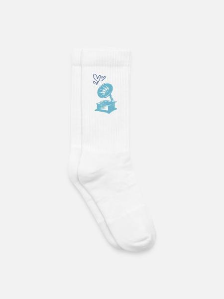 Music Gramophone Retro - Kids Tennis Socks - white
