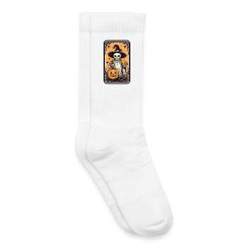 Tarot Hexen Skelett Karte mit Kürbis - Kinder Tennissocken - Weiß - Rechts