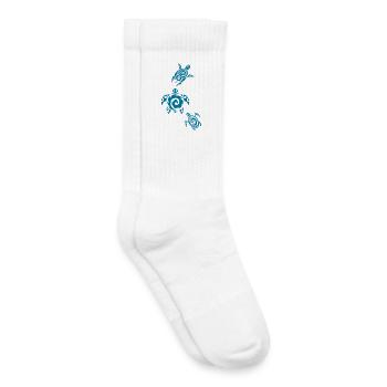 Trois tortues marines - Chaussettes de tennis bio enfant - blanc - Droite