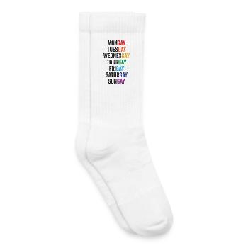 Mois de la fierté LGBT - Mongay, mardi... - Chaussettes de tennis bio enfant - blanc - Droite