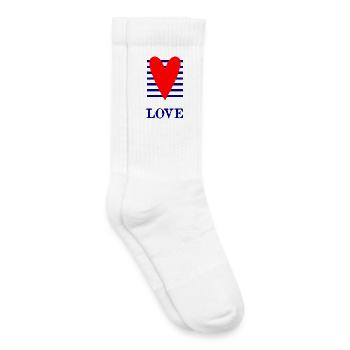 CŒUR. PAPA. MAMAN. EVJF. BEBE. ENFANT. COEUR. FÊTE - Chaussettes de tennis bio enfant - blanc - Droite