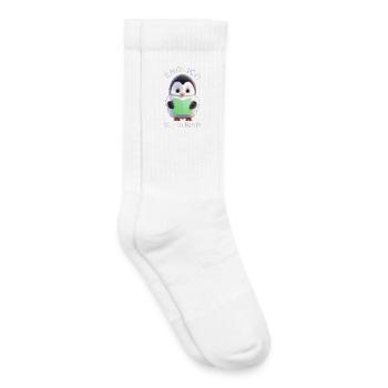 Cute Penguin with Green Book Finally Schoolchild - Kids Tennis Socks - white - Right