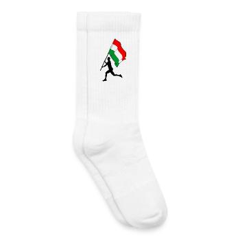 Flag Hungary man running - Kids Tennis Socks - white - Right