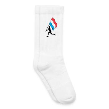 Drapeau Luxembourg homme en course - Chaussettes de tennis bio enfant - blanc - Droite