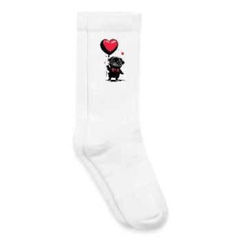 Pug with Heart Balloon - Heartful Creatures - Kids Tennis Socks - white - Right