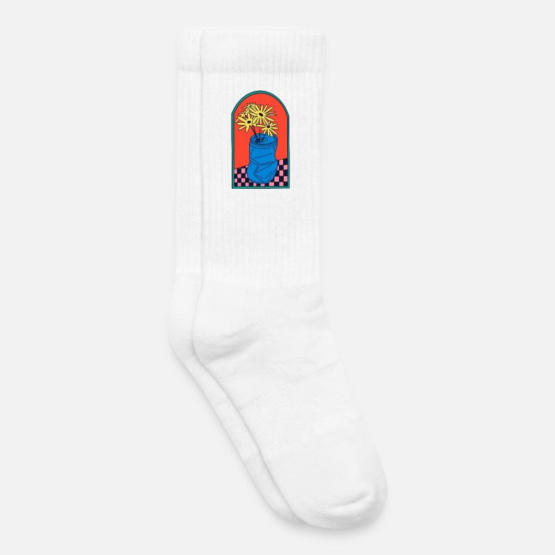 Blumen in zerdrückter Dose - Kinder Tennissocken - Weiß