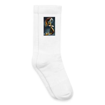 Masque d’or surréaliste et design de fusion de la nature - Chaussettes de tennis bio enfant - blanc - Droite