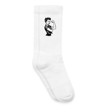 Strength Strong Woman Rockabilly Style Gift - Kids Tennis Socks - white - Right
