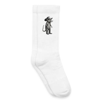 Drôle de souris Cowboy Western Life Rodeo Cult - Chaussettes de tennis bio enfant - blanc - Droite