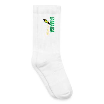 Fabriqué en Jamaïque, design vertical - Chaussettes de tennis bio enfant - blanc - Droite