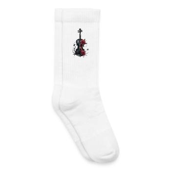 Violon avec des roses et des détails sombres - Chaussettes de tennis bio enfant - blanc - Droite