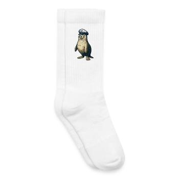 Sceau avec casquette de capitaine - Chaussettes de tennis bio enfant - blanc - Droite