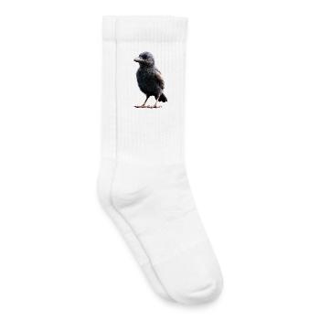 Corbeau, Corbeau, Oiseau, Corbeau Corbeau, Choucas, Corbeau noir - Chaussettes de tennis bio enfant - blanc - Droite