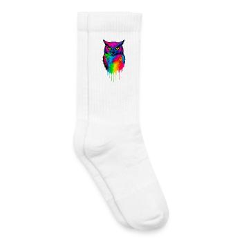 Art du hibou de couleur vive - Chaussettes de tennis bio enfant - blanc - Droite
