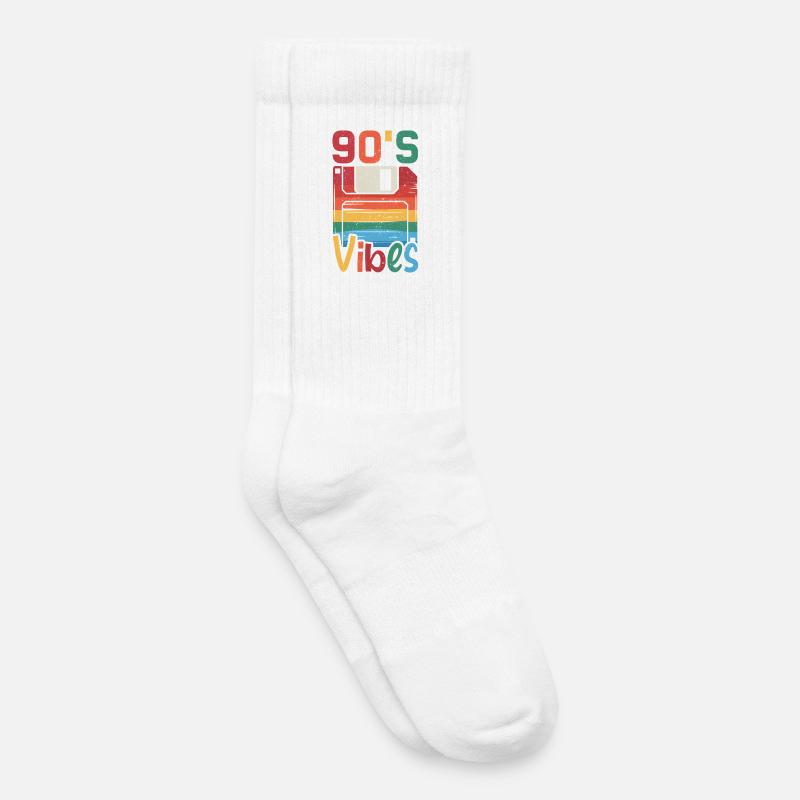90's Vibes – Retro Design mit Vintage Floppy Disk - Kinder Tennissocken - Weiß