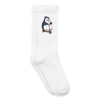 mignon dessin animé pingouin scooter scooter rire joie - Chaussettes de tennis bio enfant - blanc - Droite