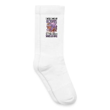 Reading Octopus in Stack of Books Book Gift - Kids Tennis Socks - white - Right