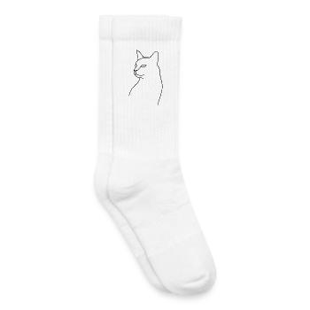 Dessin au trait Chat - Chaussettes de tennis bio enfant - blanc - Droite