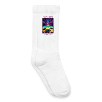 Bahamian Paradise Sunset Turtle Book - Kids Tennis Socks - white - Right