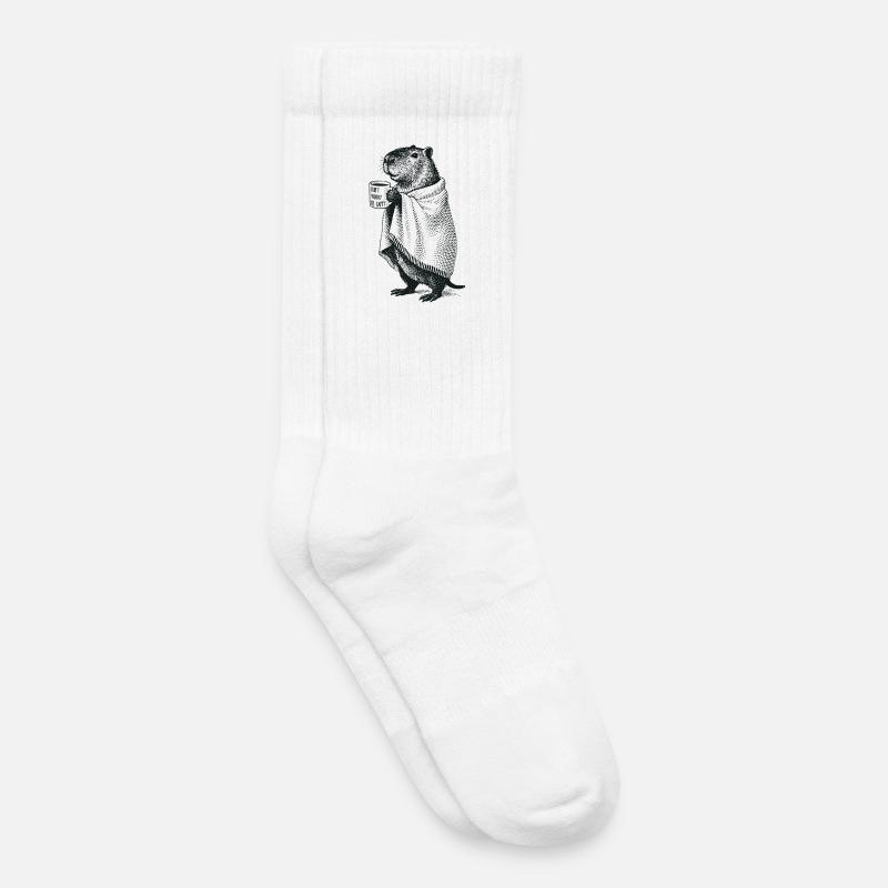 Don't Worry Be Cappy - Fall Winter Capybara - Kids Tennis Socks - white