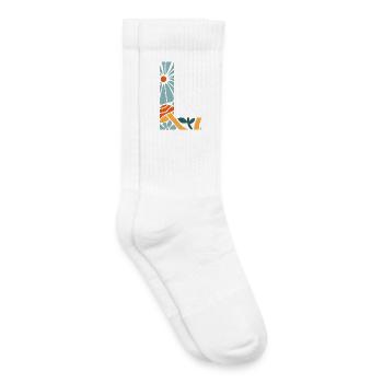 Lettre l fleurs groovy idée cadeau  - Chaussettes de tennis bio enfant - blanc - Droite