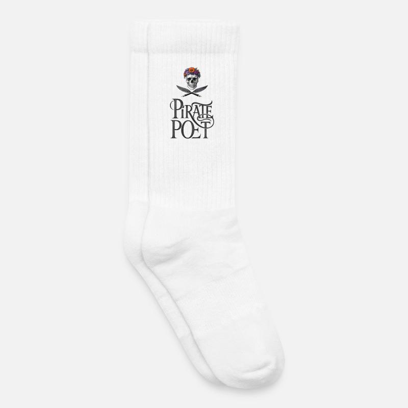 PIRATE POET - let's talk - Kids Tennis Socks - white