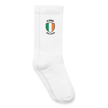 Tricolore du Bouclier d’Irlande de Cork - Chaussettes de tennis bio enfant - blanc - Droite