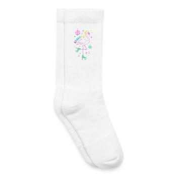 Groovy 6 anniversaires Flamingo - Chaussettes de tennis bio enfant - blanc - Droite