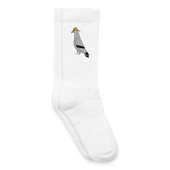 Pigeon with Cap – Illustration urbaine minimaliste - Chaussettes de tennis bio enfant - blanc - Droite