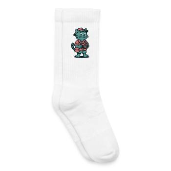 Chat touriste avec appareil photo - Chaussettes de tennis bio enfant - blanc - Droite