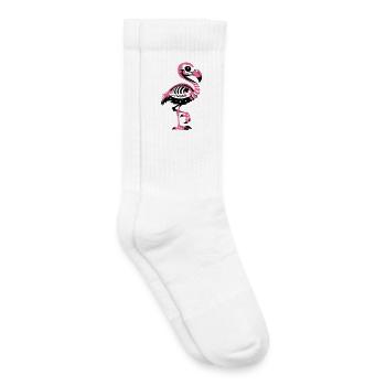 Flamingo Skeleton Pink Gothic - Chaussettes de tennis bio enfant - blanc - Droite