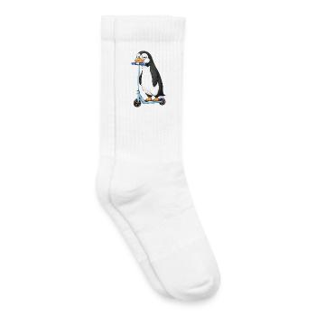 Amitié de dessin animé Penguin Scooter mignon - Chaussettes de tennis bio enfant - blanc - Droite