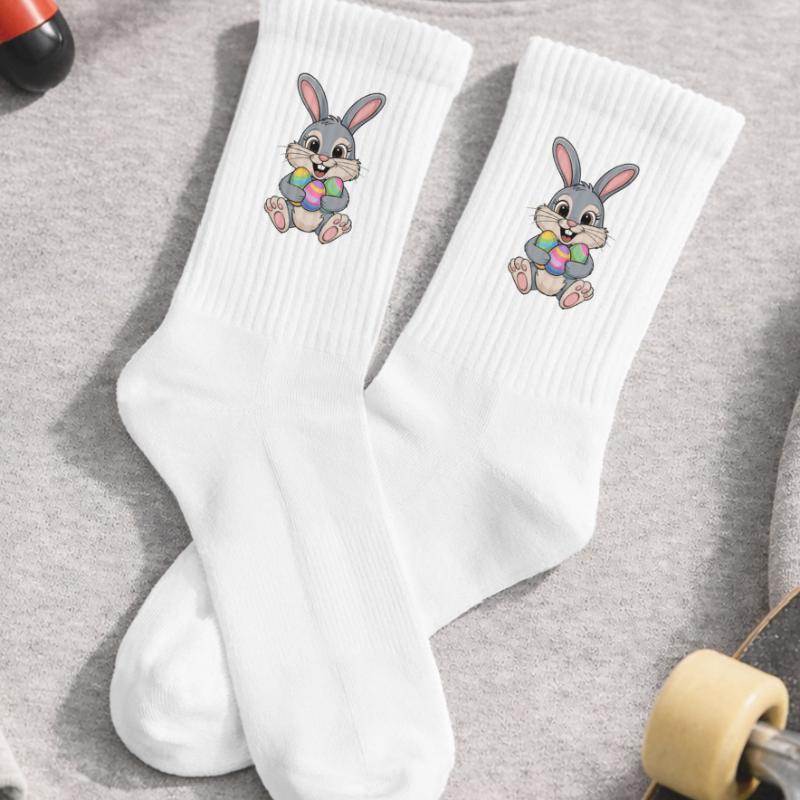 Funny Easter Bunny with Colorful Easter Eggs for Kids Tennis Socks