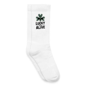 Shamrock Skull Happy Alive - Kids Tennis Socks - white - Right