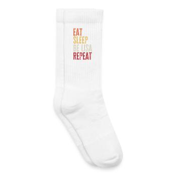 Iss, schlaf Sei Lisa, wiederhole Retro-Name - Kinder Tennissocken - Weiß - Rechts
