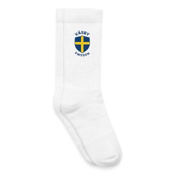 Emblème du bouclier de Väsby Suède - Chaussettes de tennis bio enfant - blanc - Droite