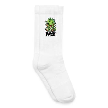 Dessin animé mignon de dinosaures T-Rex, Cool Roar Peace - Chaussettes de tennis bio enfant - blanc - Droite